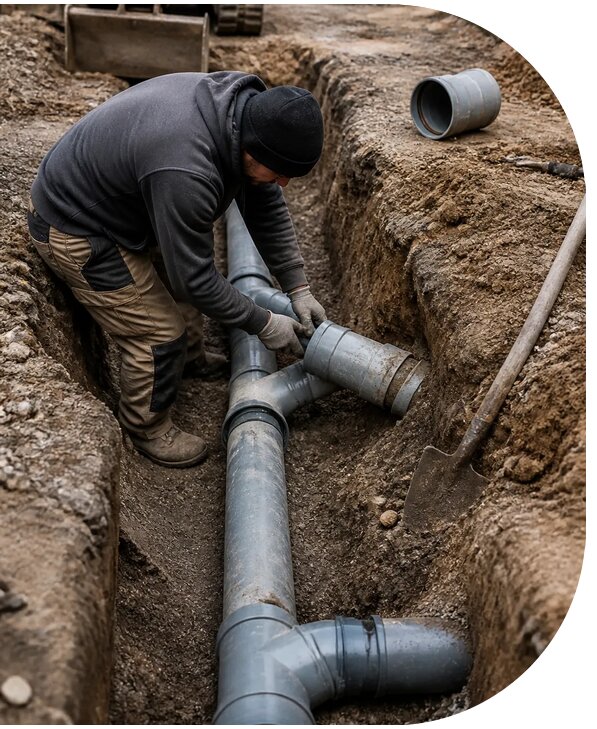Ремонт наружной канализации для частного дома в Благовещенске